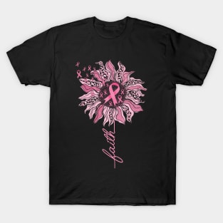 Sunflower Breast Cancer Awareness Pink Ribbon T-Shirt